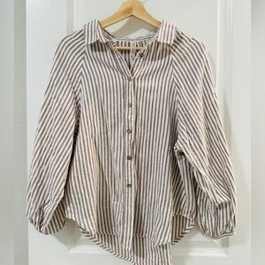 Striped button down casual shirt